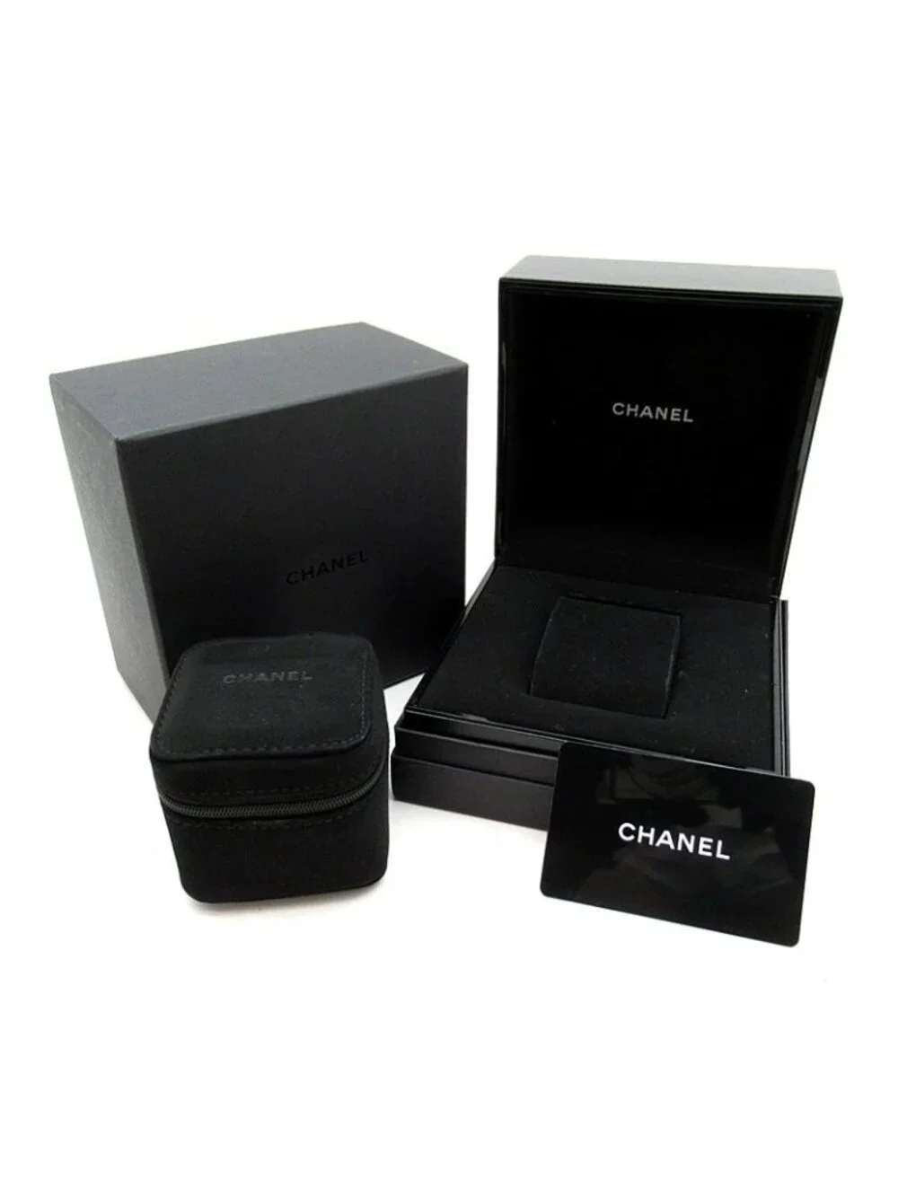 Chanel Boyfriend Tweed Watch Box SS Black Polished Medium